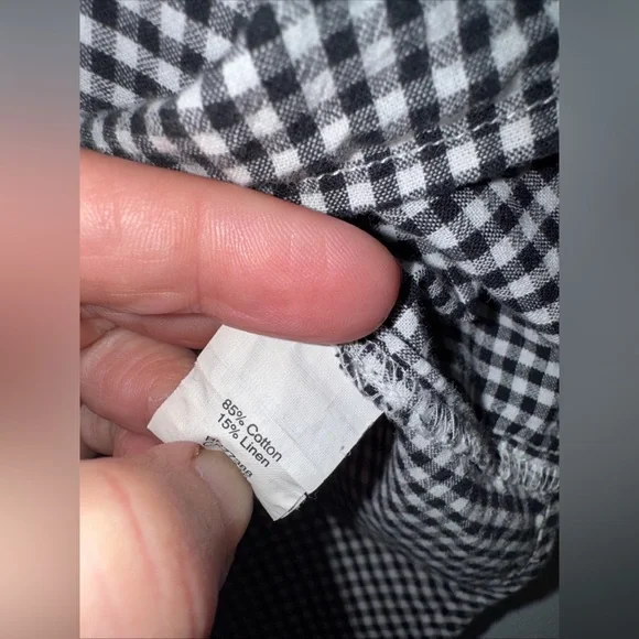 Madewell Women's Short‎ Sleeve V-Neck Button-Back Roomy B&W Checked Shirt, S - Picture 4 of 4